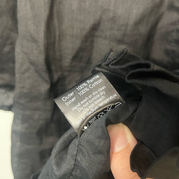 Lu•ciee Valerie Ramie Shirt black eco-friendly button collar blouse size small - Picture 9 of 11